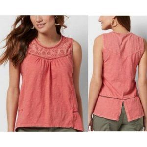 SONOMA Goods for Life Split Eyelet Sleeveless Top size Petite Medium Salmon